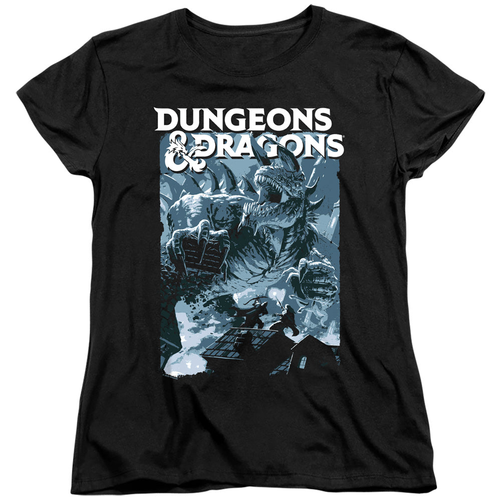 AN OFFCIALLY LICENSED DUNGEONS AND DRAGONS TARRASQUE WOMEN'S REGULAR FIT T-SHIRT BLACK