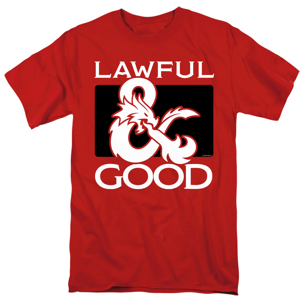 AN OFFCIALLY LICENSED DUNGEONS AND DRAGONS LAWFUL GOOD MEN'S REGULAR FIT T-SHIRT RED
