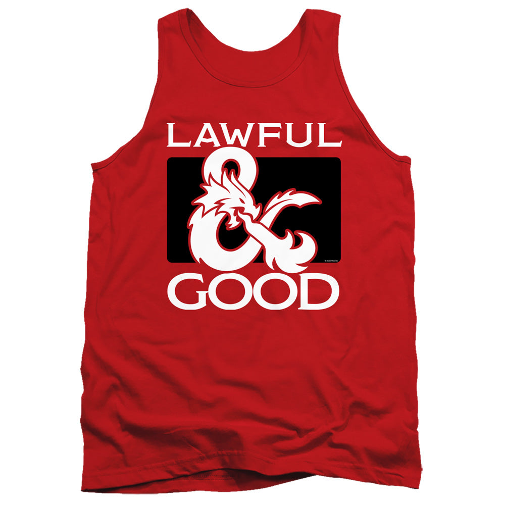 AN OFFCIALLY LICENSED DUNGEONS AND DRAGONS LAWFUL GOOD ADULT UNISEX TANK TOP RED