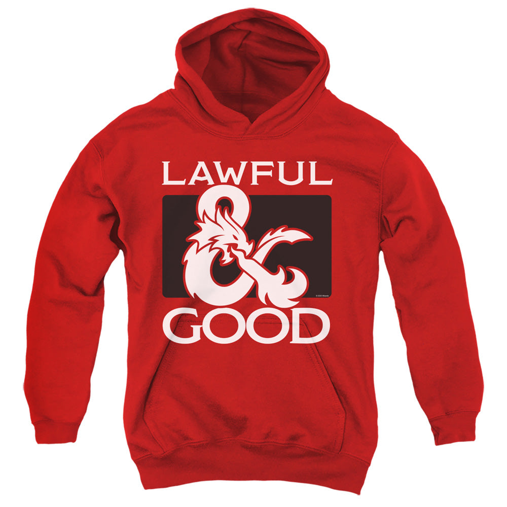 AN OFFCIALLY LICENSED DUNGEONS AND DRAGONS LAWFUL GOOD YOUTH HOODIE RED