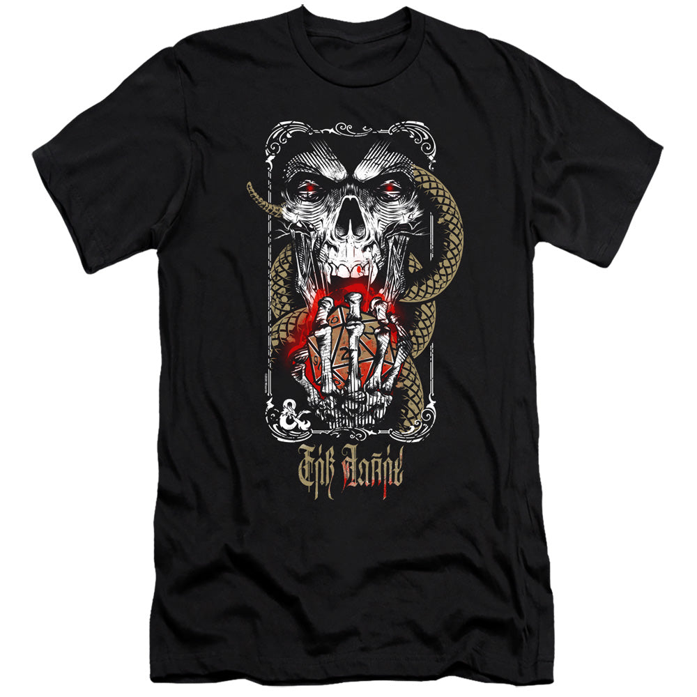 AN OFFCIALLY LICENSED DUNGEONS AND DRAGONS LICH FOR CHAOS MEN'S PREMIUM SLIM FIT T-SHIRT BLACK