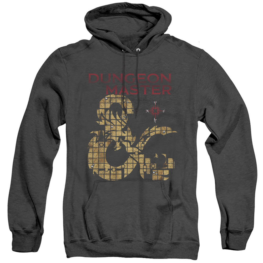AN OFFCIALLY LICENSED DUNGEONS AND DRAGONS DUNGEON MASTER ADULT UNISEX HEATHER PULLOVER HOODIE BLACK