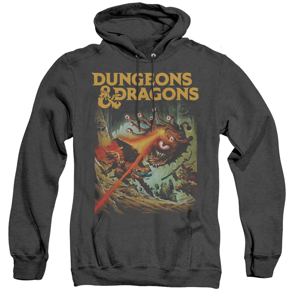 AN OFFCIALLY LICENSED DUNGEONS AND DRAGONS BEHOLDER STRIKE ADULT UNISEX HEATHER PULLOVER HOODIE BLACK
