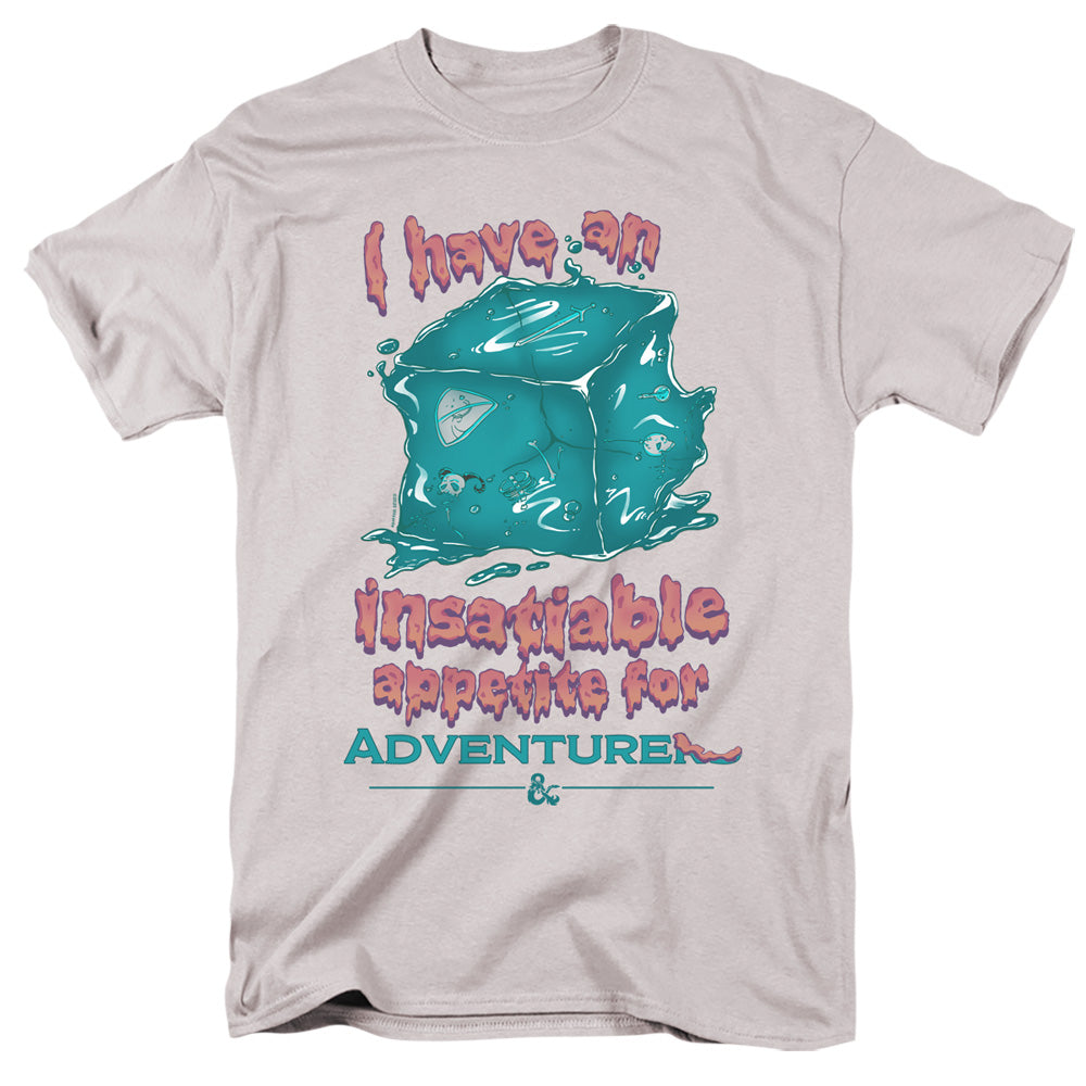 AN OFFCIALLY LICENSED DUNGEONS AND DRAGONS INSATIABLE GELATINOUS CUBE MEN'S REGULAR FIT T-SHIRT SILVER