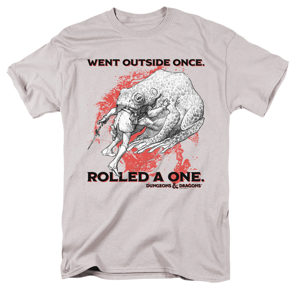 AN OFFCIALLY LICENSED DUNGEONS AND DRAGONS ROLLED A ONE MEN'S REGULAR FIT T-SHIRT SILVER