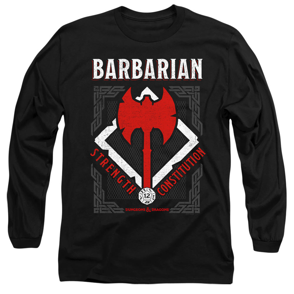 AN OFFCIALLY LICENSED DUNGEONS AND DRAGONS BARBARIAN MEN'S LONG SLEEVE T-SHIRT BLACK