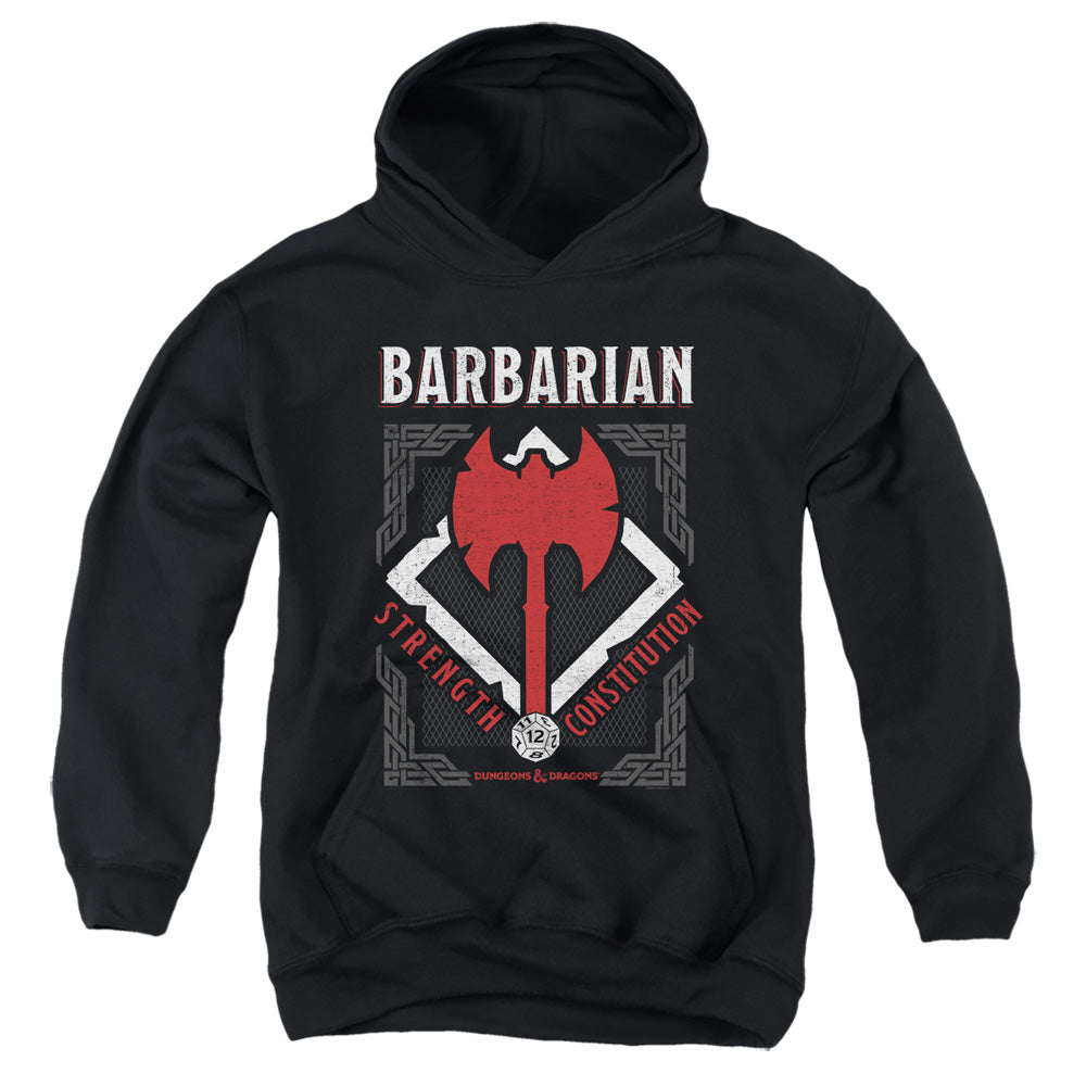 AN OFFCIALLY LICENSED DUNGEONS AND DRAGONS BARBARIAN YOUTH HOODIE BLACK