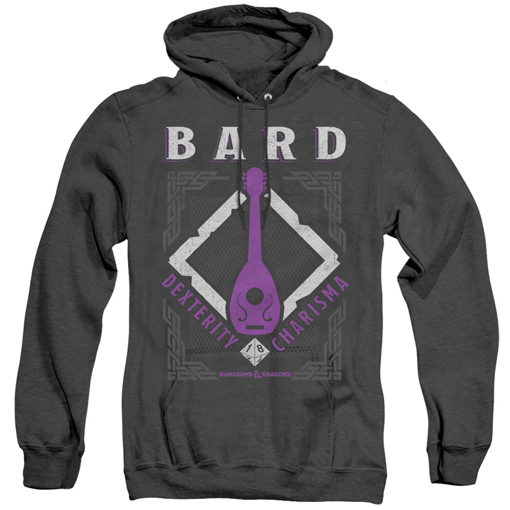 AN OFFCIALLY LICENSED DUNGEONS AND DRAGONS BARD ADULT UNISEX HEATHER PULLOVER HOODIE BLACK