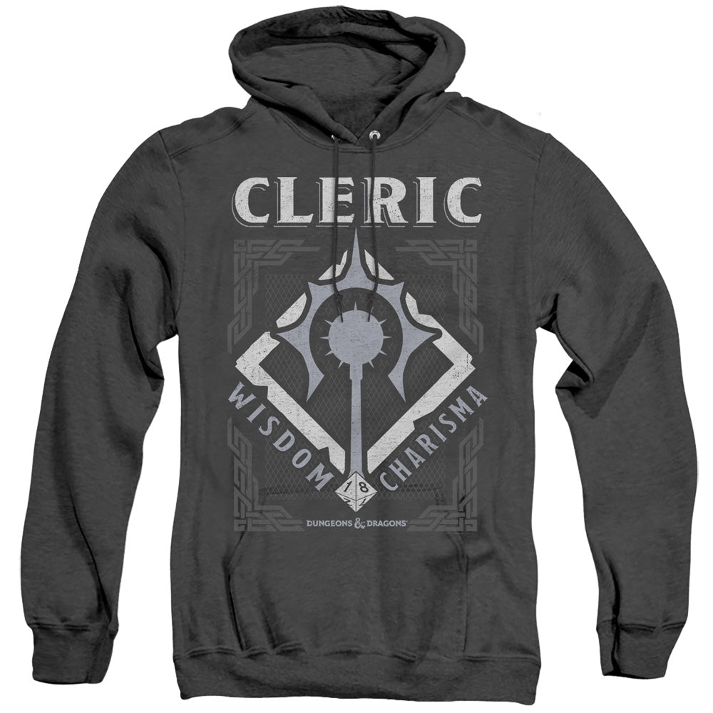 AN OFFCIALLY LICENSED DUNGEONS AND DRAGONS CLERIC ADULT UNISEX HEATHER PULLOVER HOODIE BLACK