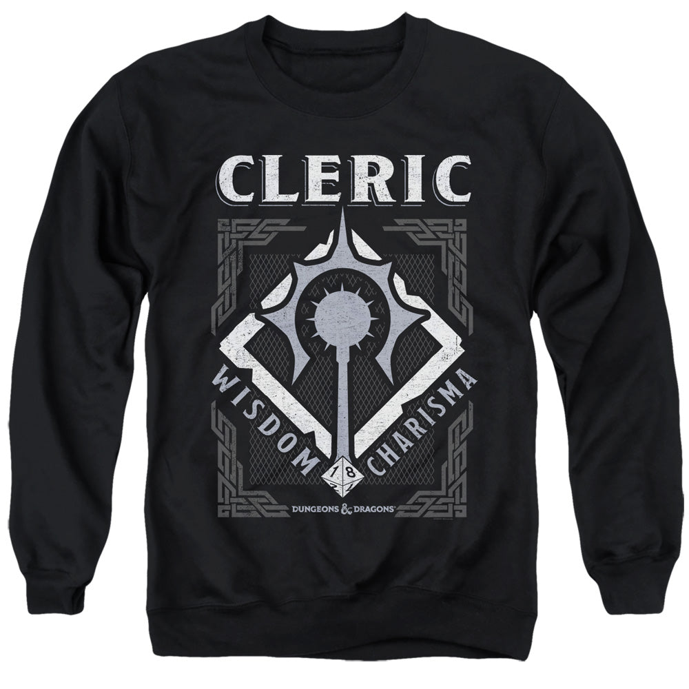 AN OFFCIALLY LICENSED DUNGEONS AND DRAGONS CLERIC ADULT UNISEX CREWNECK SWEATSHIRT BLACK