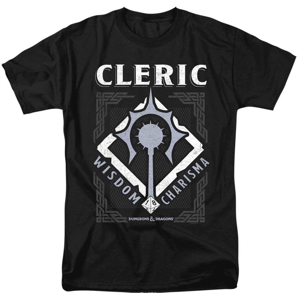 AN OFFCIALLY LICENSED DUNGEONS AND DRAGONS CLERIC MEN'S REGULAR FIT T-SHIRT BLACK