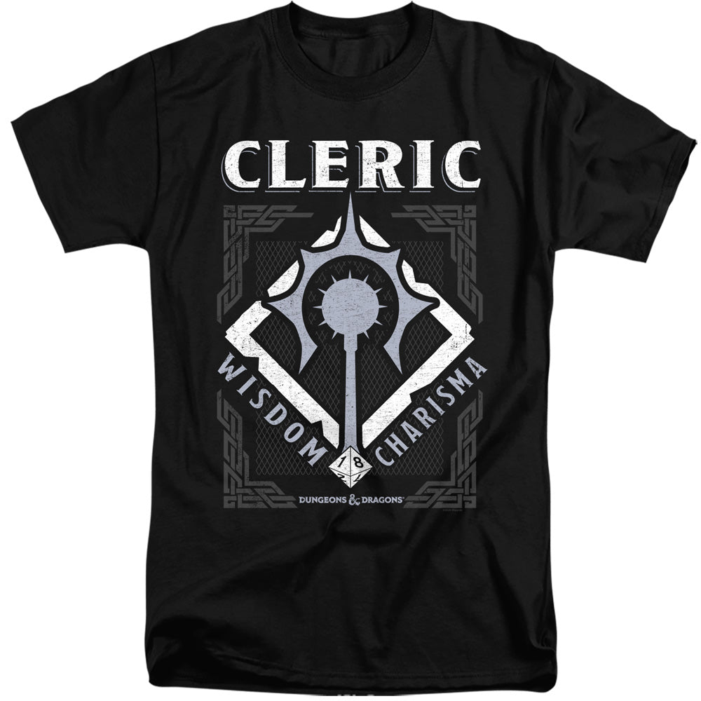 AN OFFCIALLY LICENSED DUNGEONS AND DRAGONS CLERIC MEN'S TALL FIT T-SHIRT BLACK