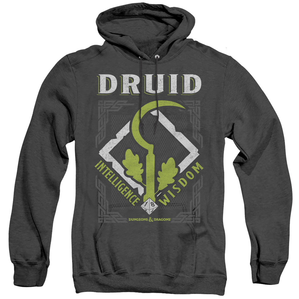 AN OFFCIALLY LICENSED DUNGEONS AND DRAGONS DRUID ADULT UNISEX HEATHER PULLOVER HOODIE BLACK