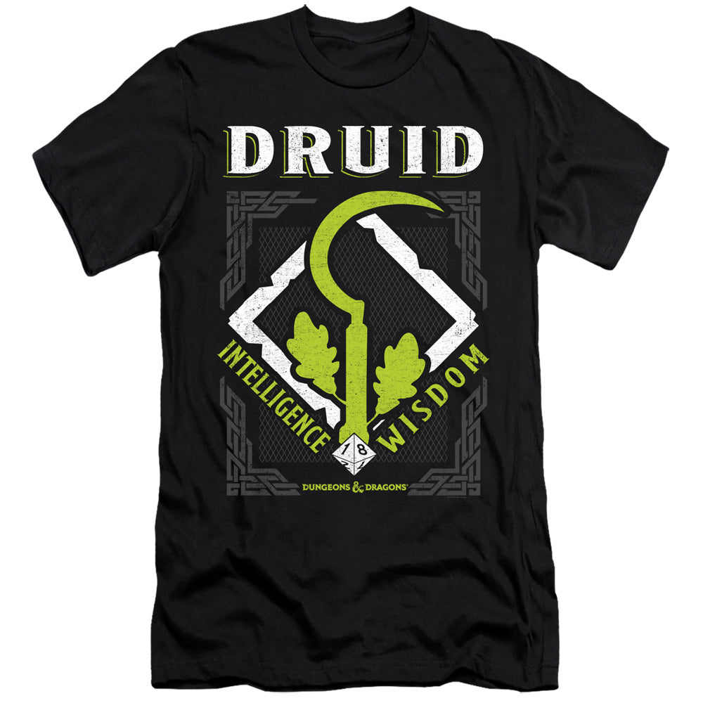 AN OFFCIALLY LICENSED DUNGEONS AND DRAGONS DRUID MEN'S PREMIUM SLIM FIT T-SHIRT BLACK