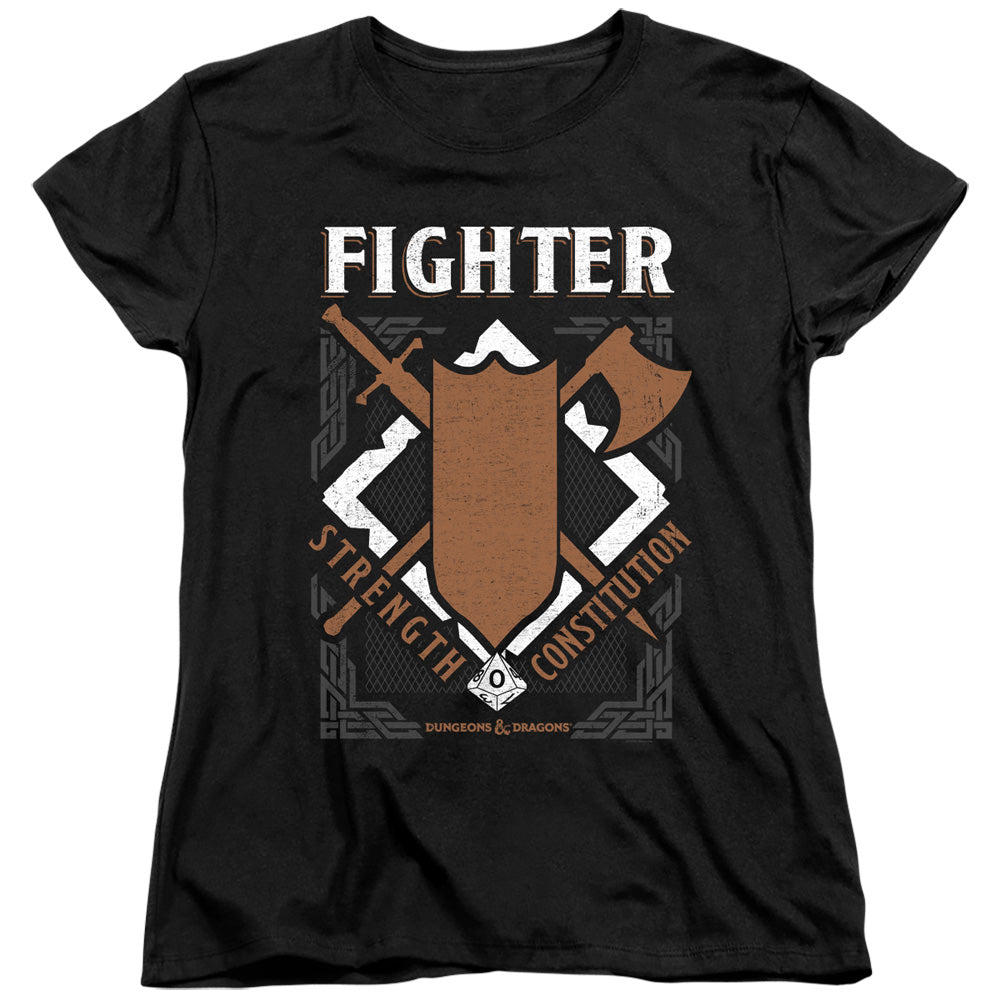 AN OFFCIALLY LICENSED DUNGEONS AND DRAGONS FIGHTER WOMEN'S REGULAR FIT T-SHIRT BLACK