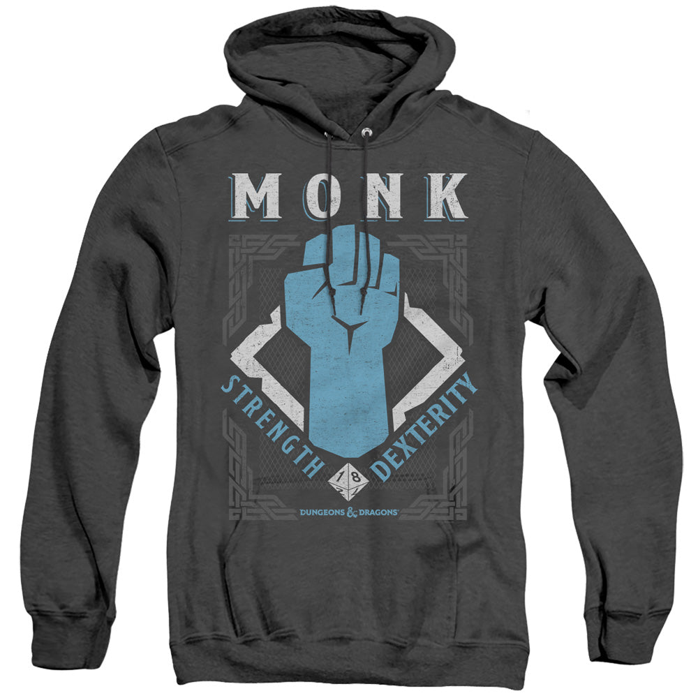 AN OFFCIALLY LICENSED DUNGEONS AND DRAGONS MONK ADULT UNISEX HEATHER PULLOVER HOODIE BLACK