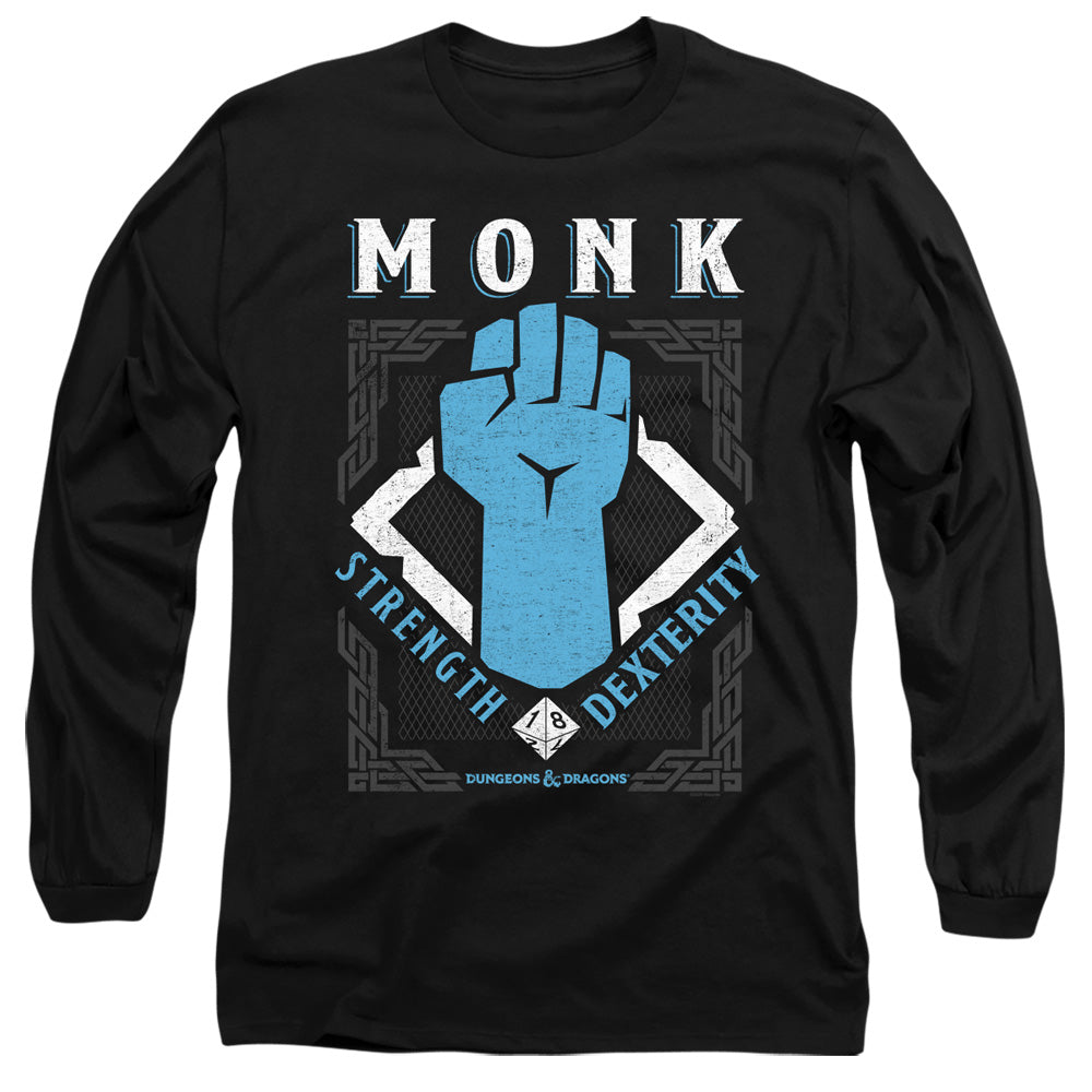 AN OFFCIALLY LICENSED DUNGEONS AND DRAGONS MONK MEN'S LONG SLEEVE T-SHIRT BLACK