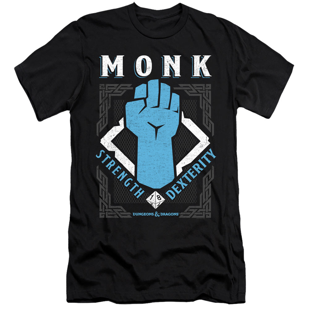 AN OFFCIALLY LICENSED DUNGEONS AND DRAGONS MONK MEN'S PREMIUM SLIM FIT T-SHIRT BLACK