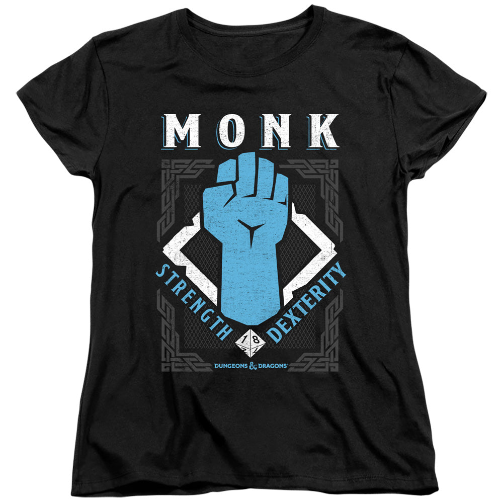 AN OFFCIALLY LICENSED DUNGEONS AND DRAGONS MONK WOMEN'S REGULAR FIT T-SHIRT BLACK