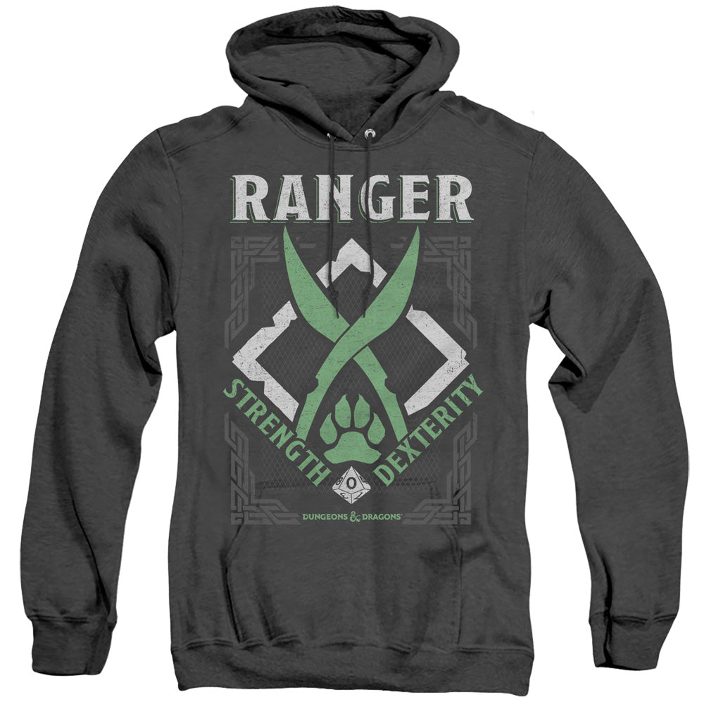 AN OFFCIALLY LICENSED DUNGEONS AND DRAGONS RANGER ADULT UNISEX HEATHER PULLOVER HOODIE BLACK