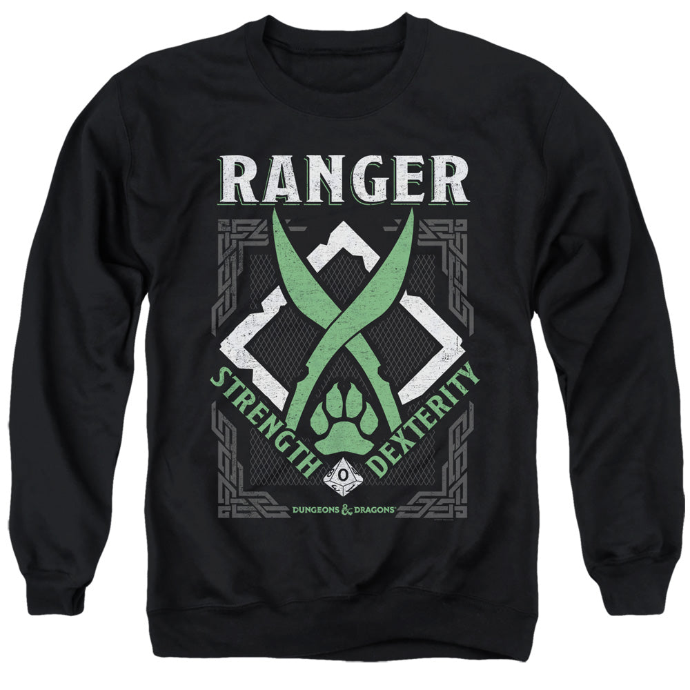 AN OFFCIALLY LICENSED DUNGEONS AND DRAGONS RANGER ADULT UNISEX CREWNECK SWEATSHIRT BLACK