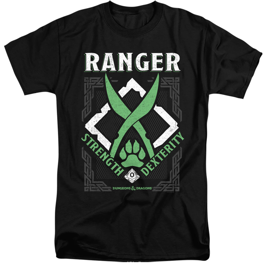 AN OFFCIALLY LICENSED DUNGEONS AND DRAGONS RANGER MEN'S TALL FIT T-SHIRT BLACK
