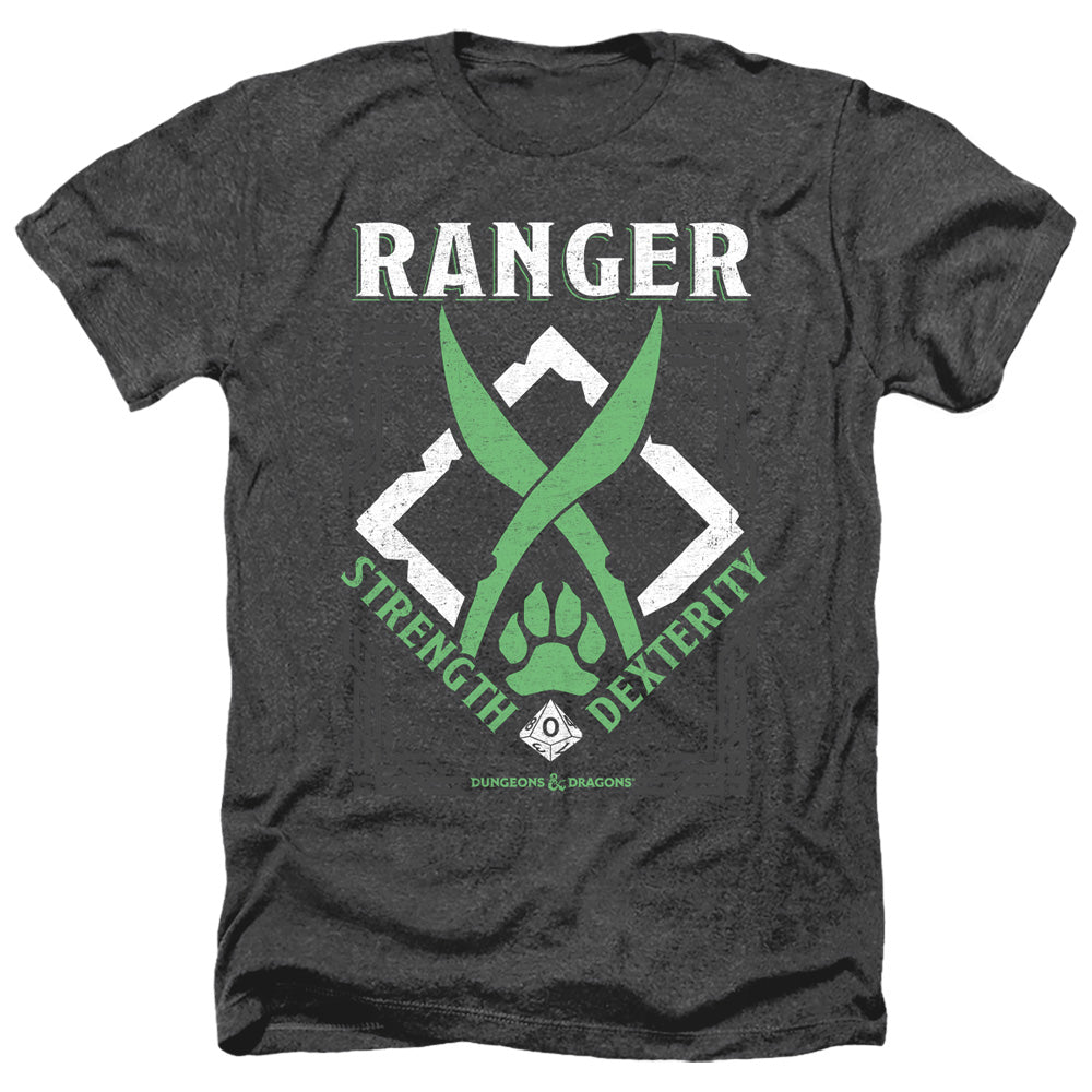 AN OFFCIALLY LICENSED DUNGEONS AND DRAGONS RANGER MEN'S HEATHER T-SHIRT CHARCOAL