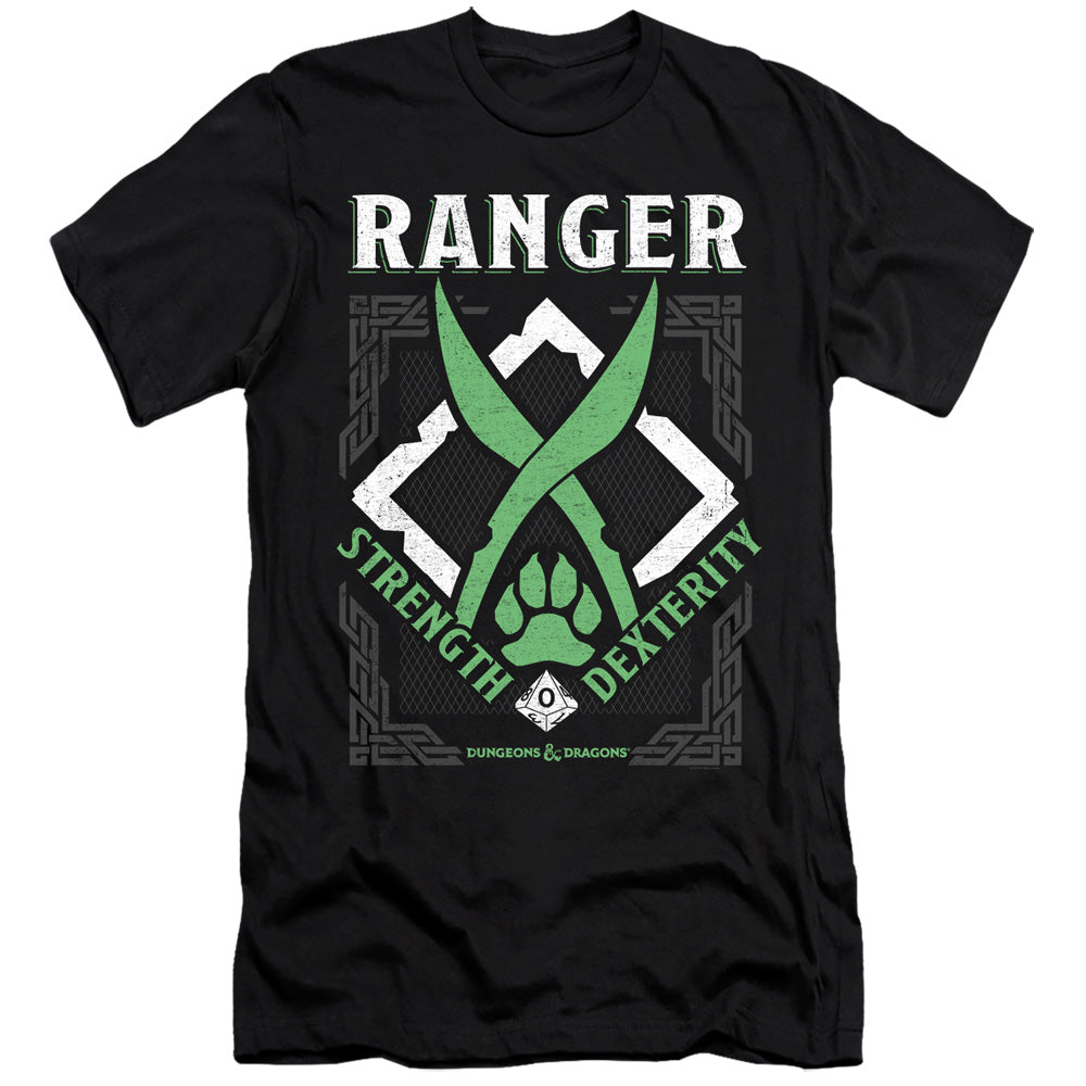 AN OFFCIALLY LICENSED DUNGEONS AND DRAGONS RANGER MEN'S PREMIUM SLIM FIT T-SHIRT BLACK