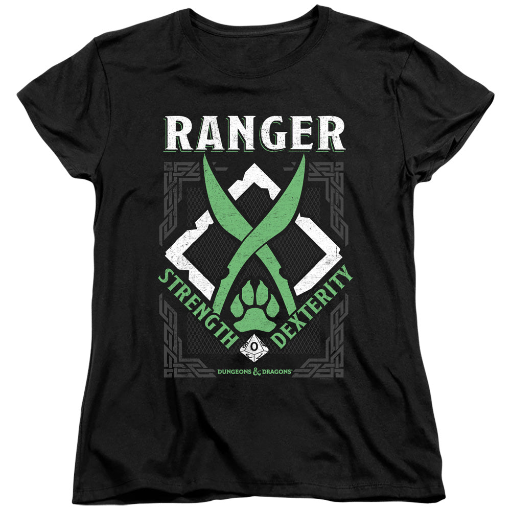 AN OFFCIALLY LICENSED DUNGEONS AND DRAGONS RANGER WOMEN'S REGULAR FIT T-SHIRT BLACK
