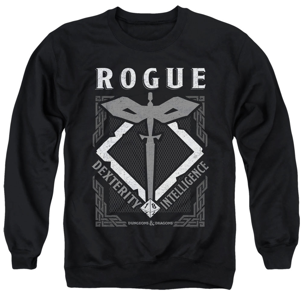 AN OFFCIALLY LICENSED DUNGEONS AND DRAGONS ROGUE ADULT UNISEX CREWNECK SWEATSHIRT BLACK