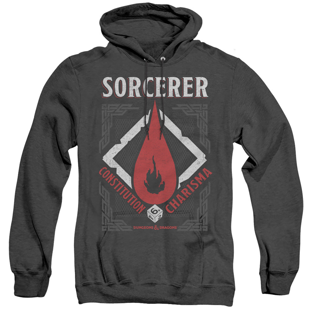 AN OFFCIALLY LICENSED DUNGEONS AND DRAGONS SORCERER ADULT UNISEX HEATHER PULLOVER HOODIE BLACK