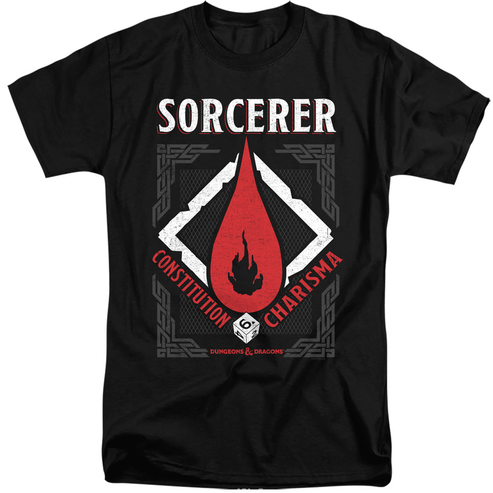 AN OFFCIALLY LICENSED DUNGEONS AND DRAGONS SORCERER MEN'S TALL FIT T-SHIRT BLACK