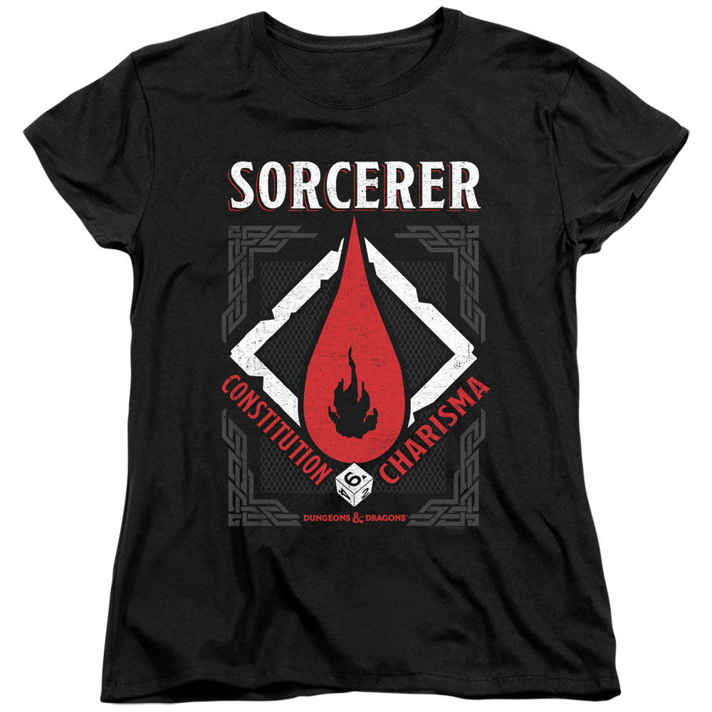 AN OFFCIALLY LICENSED DUNGEONS AND DRAGONS SORCERER WOMEN'S REGULAR FIT T-SHIRT BLACK