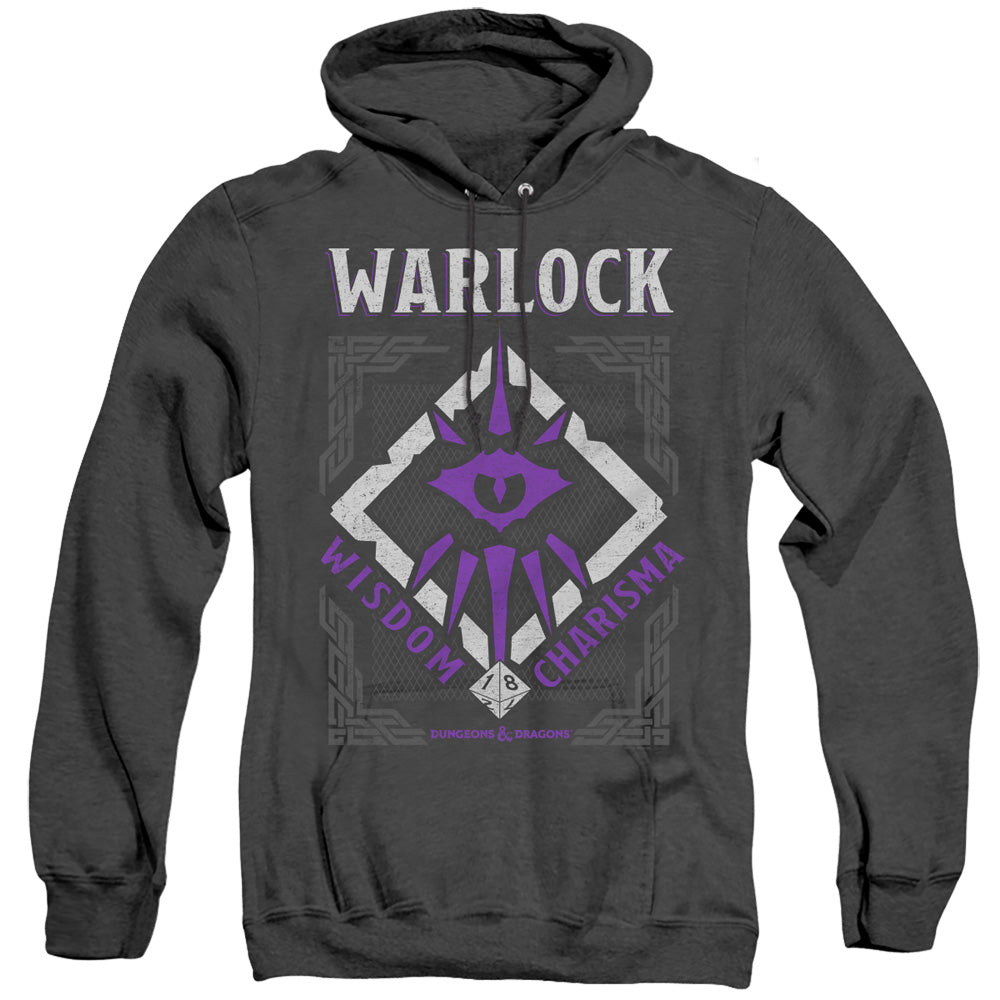 AN OFFCIALLY LICENSED DUNGEONS AND DRAGONS WARLOCK ADULT UNISEX HEATHER PULLOVER HOODIE BLACK