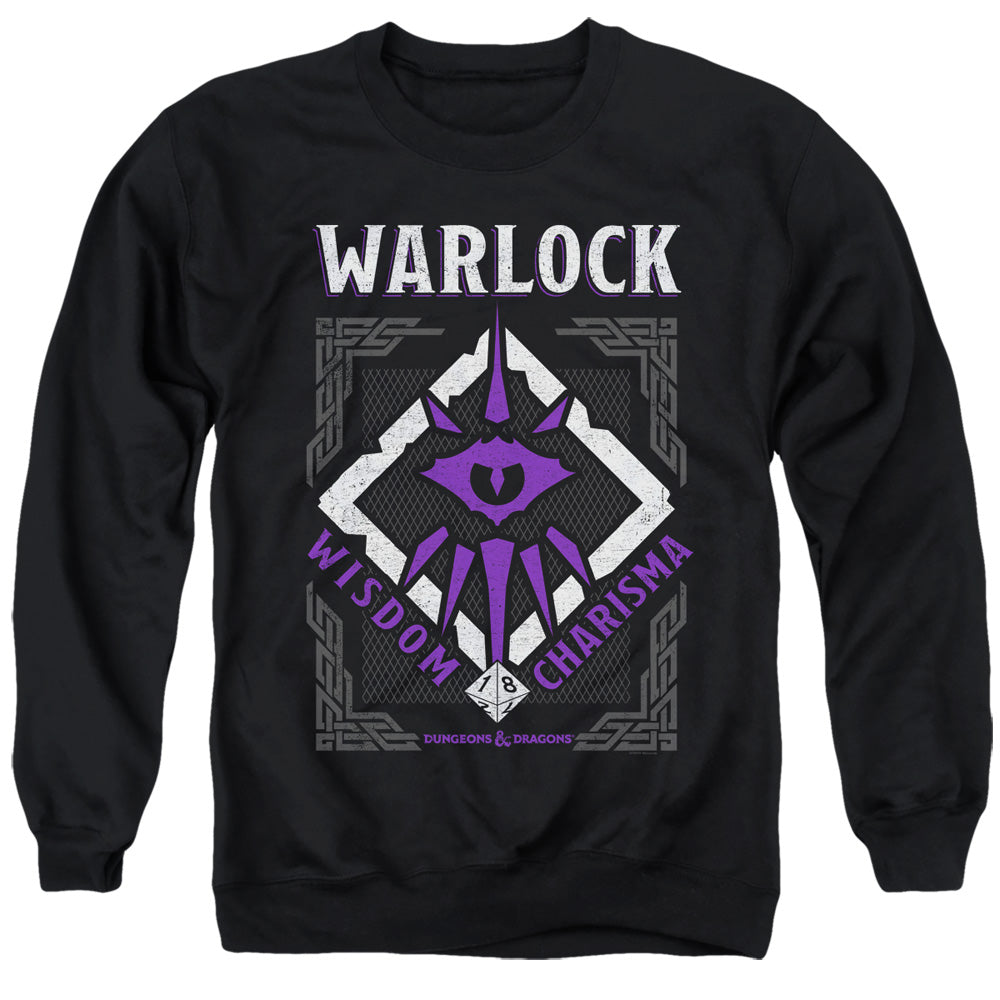AN OFFCIALLY LICENSED DUNGEONS AND DRAGONS WARLOCK ADULT UNISEX CREWNECK SWEATSHIRT BLACK