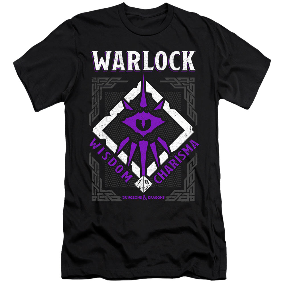 AN OFFCIALLY LICENSED DUNGEONS AND DRAGONS WARLOCK MEN'S PREMIUM SLIM FIT T-SHIRT BLACK