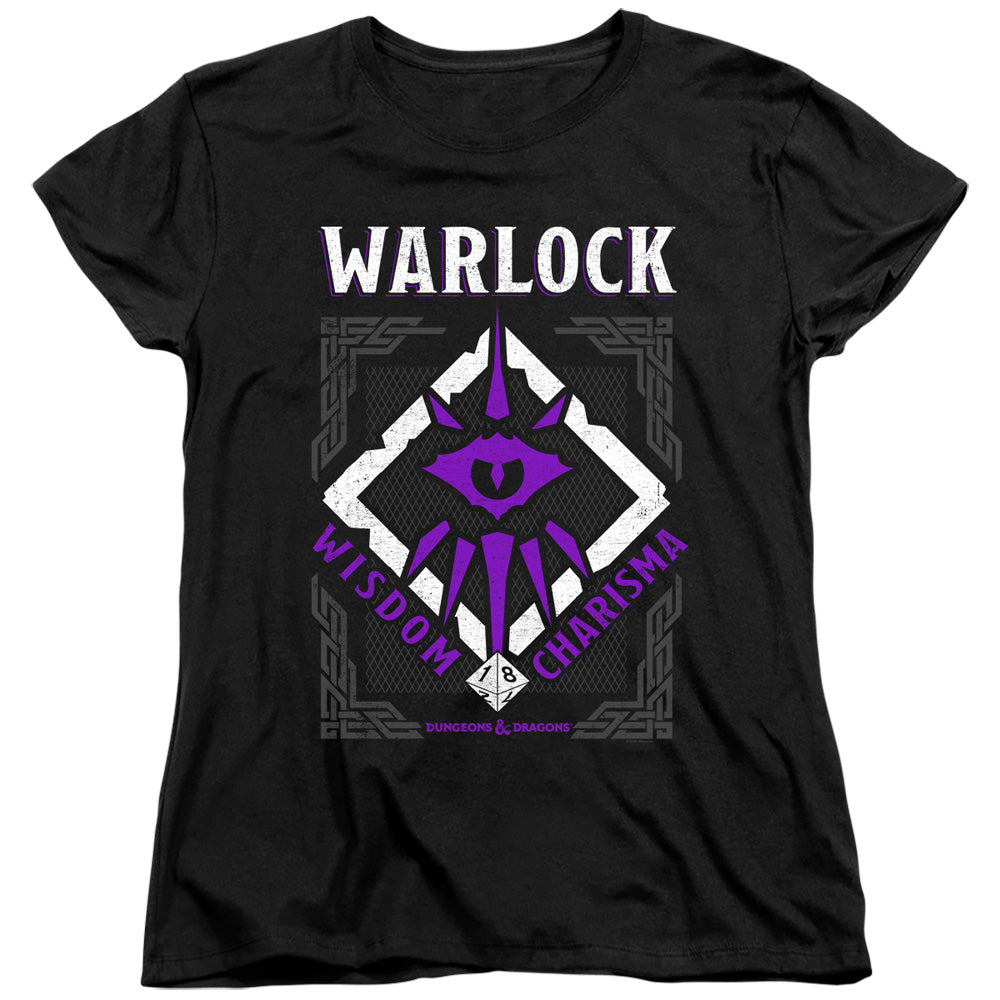 AN OFFCIALLY LICENSED DUNGEONS AND DRAGONS WARLOCK WOMEN'S REGULAR FIT T-SHIRT BLACK