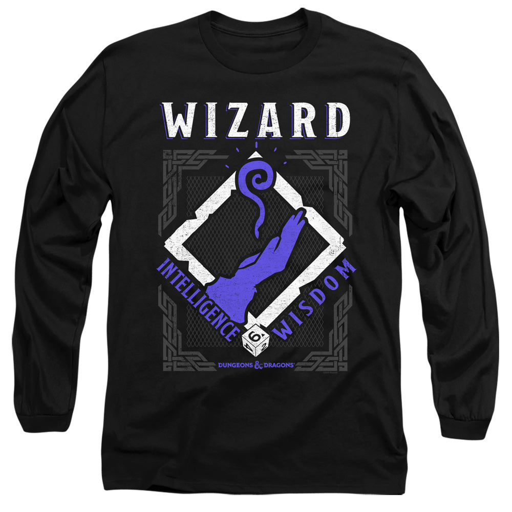 AN OFFCIALLY LICENSED DUNGEONS AND DRAGONS WIZARD MEN'S LONG SLEEVE T-SHIRT BLACK