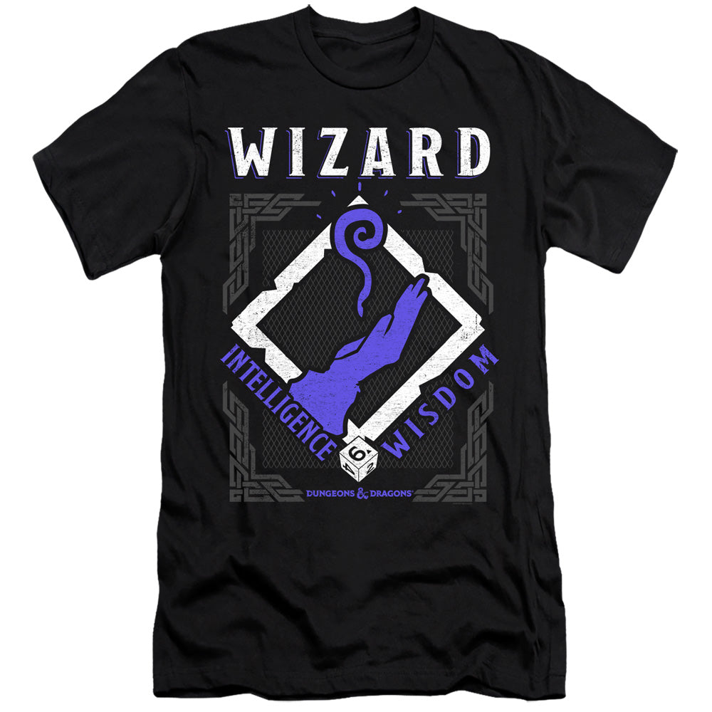 AN OFFCIALLY LICENSED DUNGEONS AND DRAGONS WIZARD MEN'S PREMIUM SLIM FIT T-SHIRT BLACK