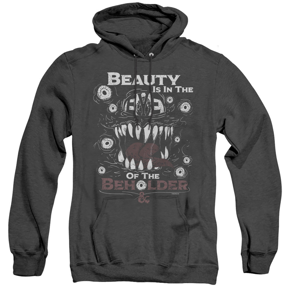 AN OFFCIALLY LICENSED DUNGEONS AND DRAGONS EYE OF THE BEHOLDER ADULT UNISEX HEATHER PULLOVER HOODIE BLACK
