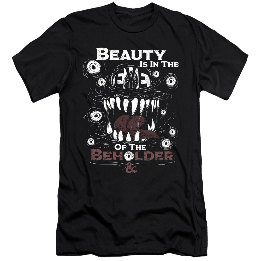AN OFFCIALLY LICENSED DUNGEONS AND DRAGONS EYE OF THE BEHOLDER MEN'S PREMIUM SLIM FIT T-SHIRT BLACK
