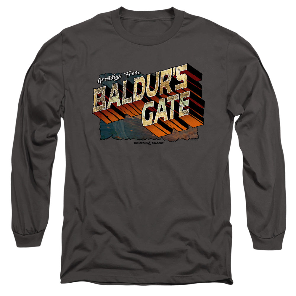 AN OFFCIALLY LICENSED DUNGEONS AND DRAGONS BALDURS GATE MEN'S LONG SLEEVE T-SHIRT CHARCOAL