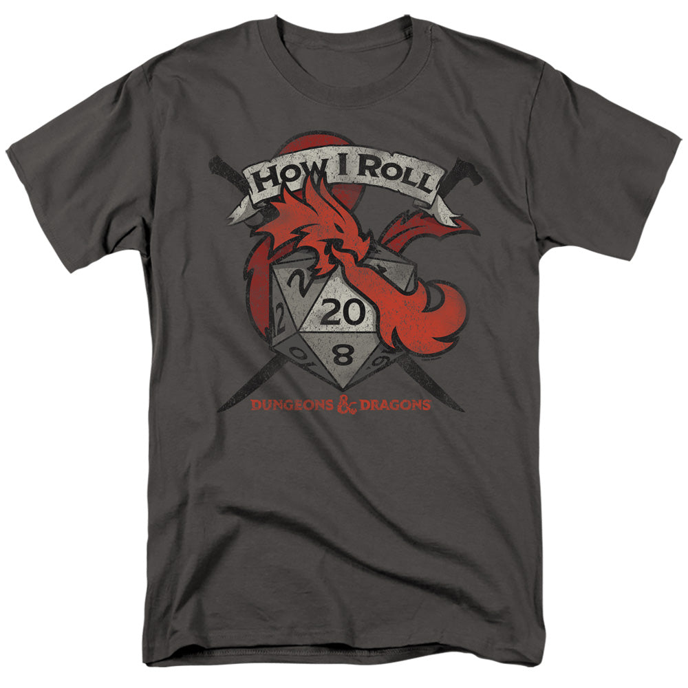 AN OFFCIALLY LICENSED DUNGEONS AND DRAGONS HOW I ROLL D AND D MEN'S REGULAR FIT T-SHIRT CHARCOAL