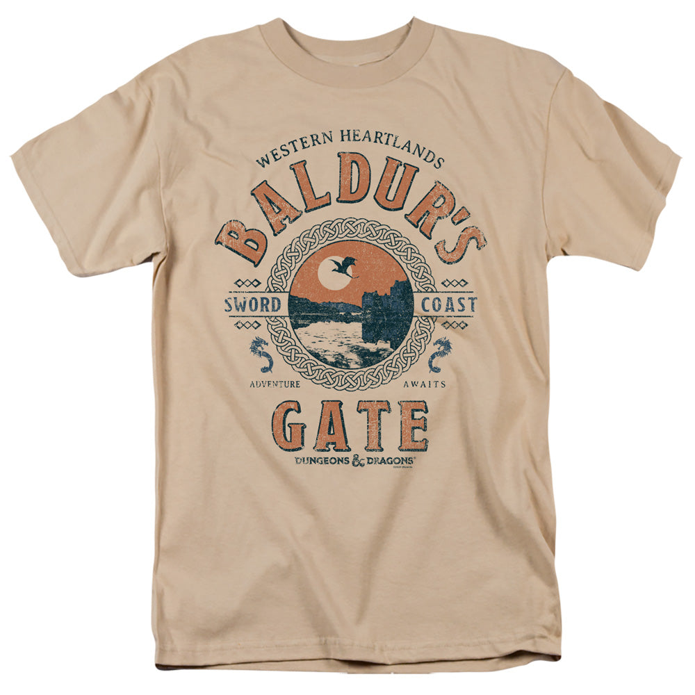 AN OFFCIALLY LICENSED DUNGEONS AND DRAGONS BALDURS GATE RESORT MEN'S REGULAR FIT T-SHIRT SAND