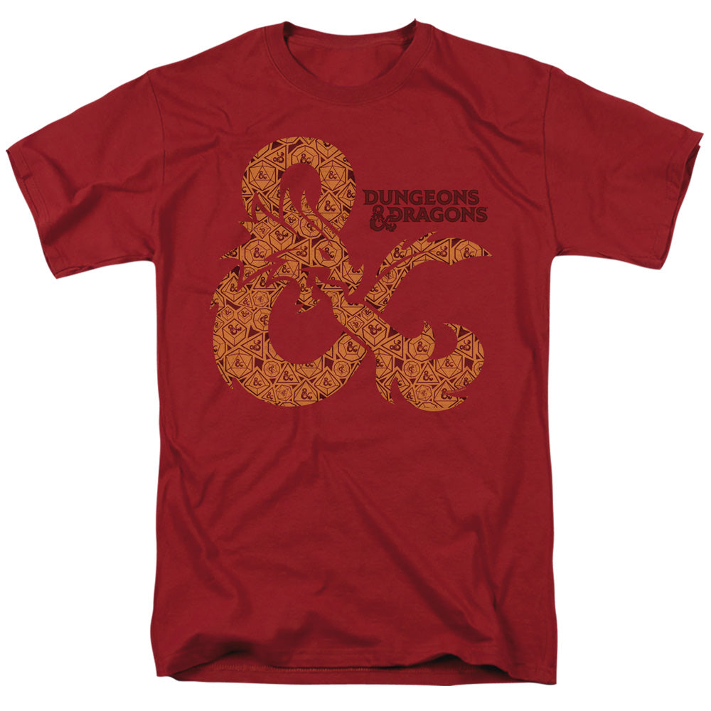 AN OFFCIALLY LICENSED DUNGEONS AND DRAGONS DICEY AMPERSAND MEN'S REGULAR FIT T-SHIRT CARDINAL
