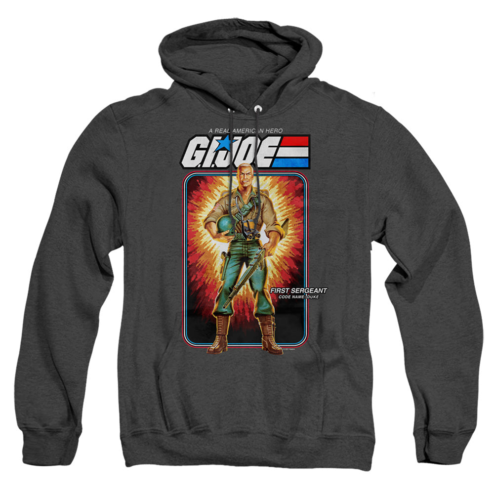 AN OFFCIALLY LICENSED G.I. JOE DUKE CARD ADULT UNISEX HEATHER PULLOVER HOODIE BLACK