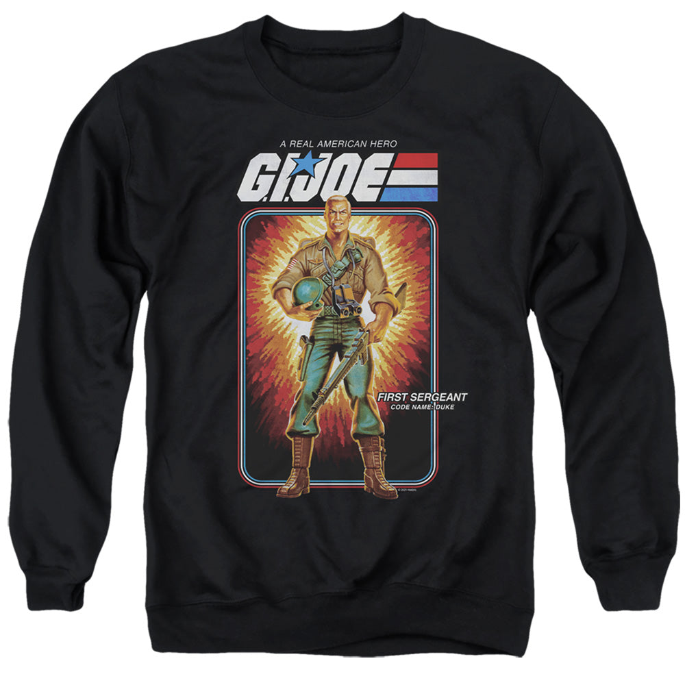 AN OFFCIALLY LICENSED G.I. JOE DUKE CARD ADULT UNISEX CREWNECK SWEATSHIRT BLACK