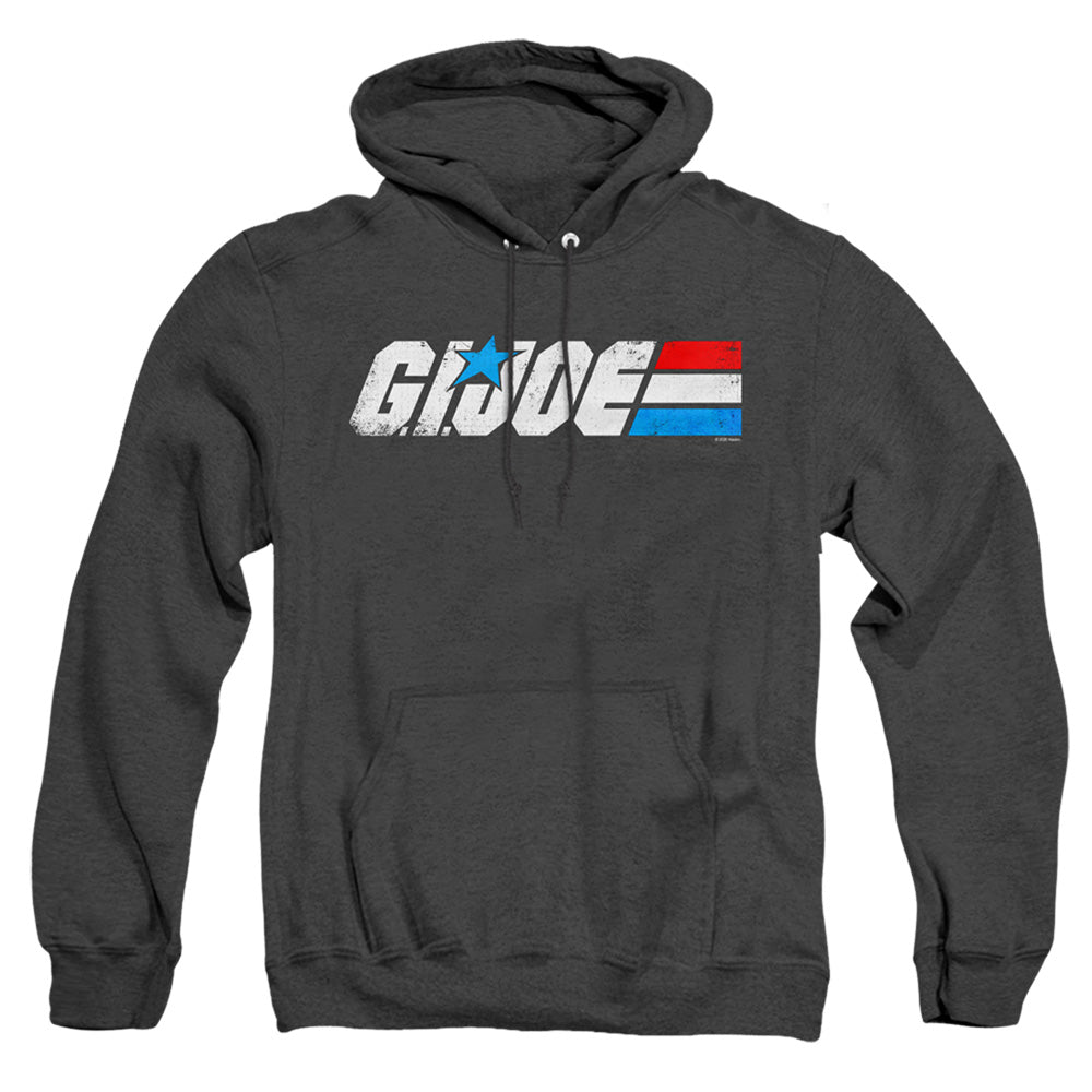 AN OFFCIALLY LICENSED G.I. JOE DISTRESSED LOGO ADULT UNISEX HEATHER PULLOVER HOODIE BLACK