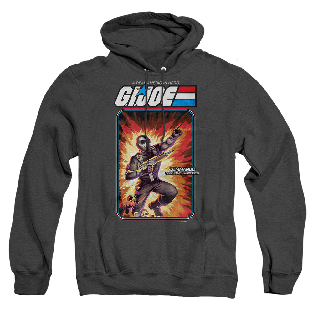 AN OFFCIALLY LICENSED G.I. JOE SNAKE EYES CARD ADULT UNISEX HEATHER PULLOVER HOODIE BLACK