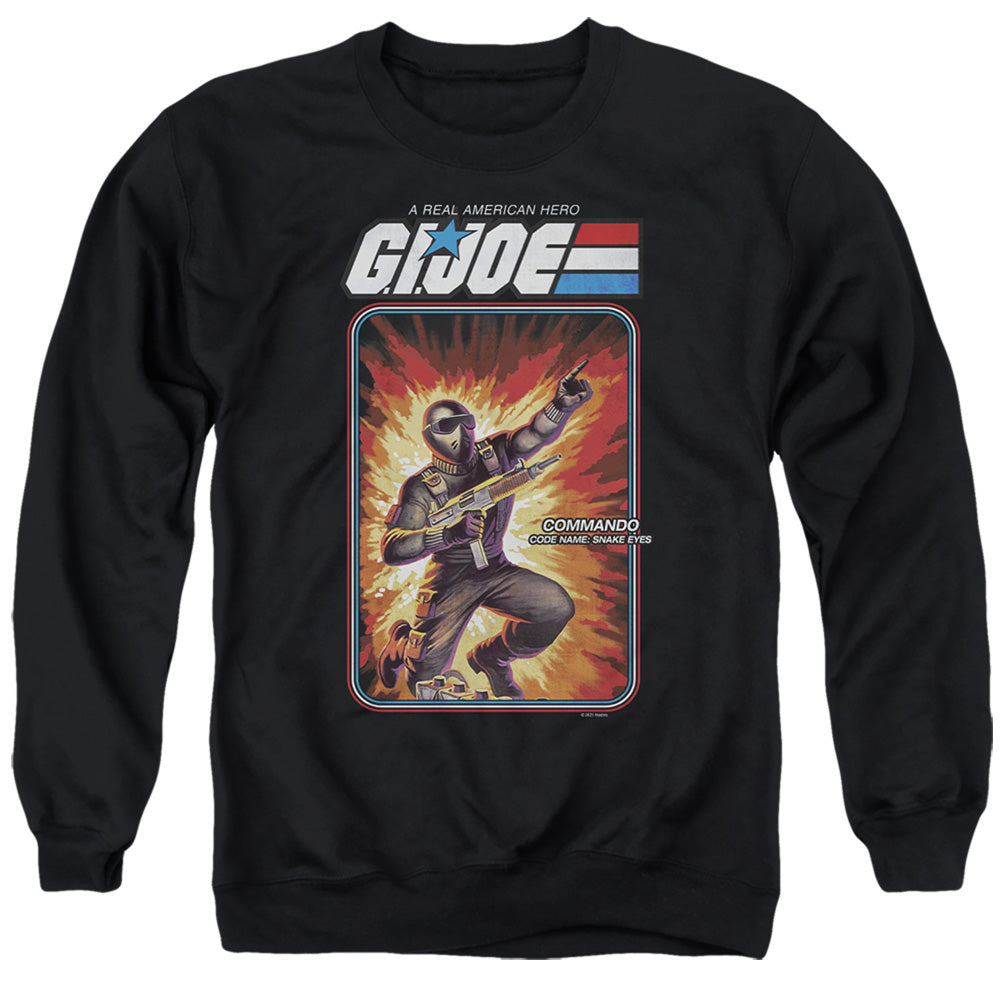 AN OFFCIALLY LICENSED G.I. JOE SNAKE EYES CARD ADULT UNISEX CREWNECK SWEATSHIRT BLACK
